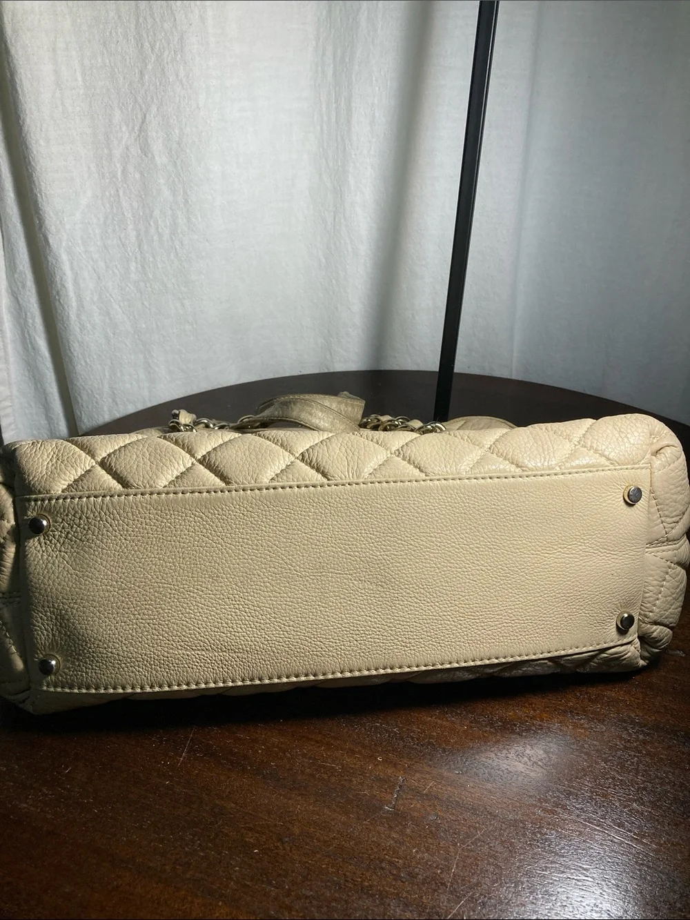 Kate Spade Georgiana Quilted Cream Leather Shoulder Bag with Chain Straps